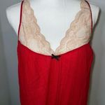 Women’s Red Lace Tie Back Spaghetti Strap Tank Top XL Red Photo 0