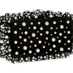 Cult Gaia NIB Faux Pearl Studded Eos Clutch Bag Black Photo 0