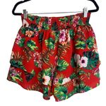 Urban Rebel Women's Colorful Tropical Floral Layered Tiered Shorts Size M NWOT Red Size M Photo 1