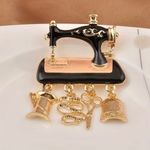 Vintage Style Sewing Machine Pin Badge Decorative Accessories Faux Fashion Jewel Gold Photo 5