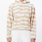 Obey Signal Polar Fleece Cropped Sweatshirt Striped Cream & Tan Hoodie Sherpa S Photo 8