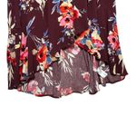 Xhilaration Floral Print High Low Ruffle Hem Skirt M Maroon Floral Whimsigoth Photo 3