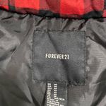 Forever 21  Black Thick Winter Fleece Jacket with Red Plaid Detail Photo 3