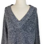 EXPRESS oversized V-neck sweater, Black white marled knit hi low hem slit sides Photo 5