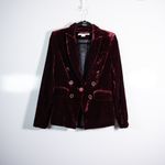 Veronica Beard Gaya Dickey Crushed Velvet Velour Double Breasted Jacket Merlot 2 Photo 1