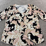 Chico's  Womens M Print Scroll V Neck Long Sleeve Sweater Career Photo 0