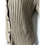 Quince Eco Knit Cropped Rib Button Front Cardigan Warm Taupe EUC Size M Photo 5