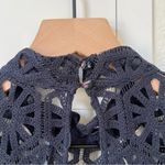 Farm Rio NWT Anthropologie +  Crochet Long Sleeve Boho Maxi Dress in Navy Blue Photo 8