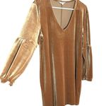 Madewell  Women’s Velvet Balloon Sleeve Mini Dress Burnt Sienna Size Large Photo 5