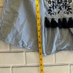ZARA Blue White Stripe Embroidered Tassel Square Neck Ruffle Strap Tank Top M Photo 8
