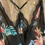 INC  International Concepts Black Tropical Lace Chiffon Floral Lingerie Bodysuit, Photo 3