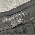 Theory Pants Womens 6 Wide Leg Linen Blend Black Crop Drawstring Pockets Photo 1