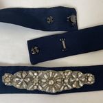 Jenny Packham Bridesmaids Mikado navy blue off shoulder belted midi dress Size 12 Photo 8