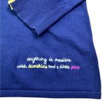 Lilly Pulitzer Dinah Crewneck Sweater True Navy Gold Button Cuff Womens Small Photo 3