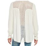 Free People  The Best Long Sleeve Crinkle Button-Up Blouse Shirt Cream Women's M Photo 2