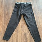 Nike Black Dri-Fit Performance Logo Waistband Leggings Black White Size Large Photo 9
