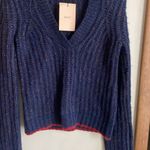 La Ligne Fuzzy Wuzzy V Neck Sweater Navy Blue Size XS Photo 5