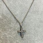 Silver Necklace Rhinestone Cross Loop Chain 18" Photo 1