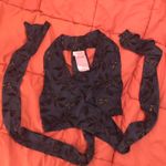 Navy Patterned Tie Crop Shirt Blue Photo 6