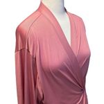 Kennedy Blue  Pink Ruffle Wrap Silky Pink Robe One Size Photo 4