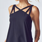 Fabletics NWT Womens Liza Silky Strappy Athleisure Active Tank Top Size S Black Photo 0