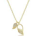 925 Sterling Silver Necklace Dual Pendent Angel Wings 14k Gold Vermeil Photo 0