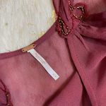 Free People Beaded Maroon Chiffon Sheer Tunic Dress Photo 4