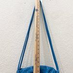 Rare Vintage BRIO! Blue Perforated Genuine Leather Barrel Shoulder Crossbody Bag Photo 3