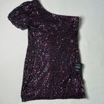 Lulus NWT Lulu’s Truly Magical Pink and Teal Sequin One-Shoulder Bodycon Dress Photo 6