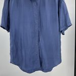 Bobbie Brooks dusty Blue 100% Silk short sleeve Blouse M vintage casual 90s Size M Photo 3