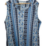 Cure Boho V neck Paisley print sleeveless top 3X Blue Photo 0