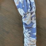 Jaase Jacket Blue White Floral Full Zip Bomber Jacket Size Large Ruched Sleeve Photo 6