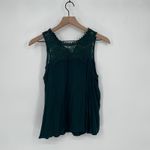 Elodie Dark Green Lace Yoke Tank Top Size S Sleeveless Photo 1