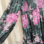 Crystal Doll  Babydoll Floral Black/Pink Flare Ruched Dress Jr. XL Gathered Top Photo 3