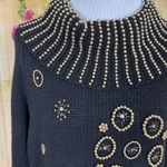 MARNIE WEST Vintage Black Gold Beaded Sweater Size M Size M Photo 2