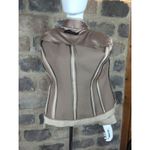 Elie Tahari  Blazer Tan Wool Silk Blend Braided Detail Woman's Size‎ Large Photo 9