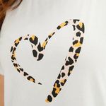 Bloomchic Leopard Heart Print Crew Neck T-Shirt White 14-16 Photo 5