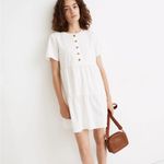 Madewell  Button-Front Short-Sleeve Tiered Mini Dress In Lighthouse Photo 1