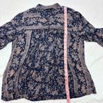 Lucky Brand Top Blue Pink Floral Pin-tucked Front Boho 3/4 sleeve shirt size M Photo 8