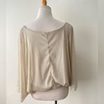Arden B Sparkly Blouse Slouchy Top batwing Gold Metallic Nude boat-neck size S Photo 6