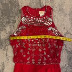 Alvee Designs Red Beaded Wide Leg Romper Size 6 Photo 5