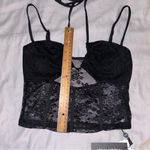 Tiger Mist Tobias Top Black Small, Lace Halter Tank Top, Crop, Adjustable Straps Photo 4