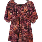 Maggie Barnes  Pink and Purple Print Short Sleeve Top Size 0X 14/16 Photo 0