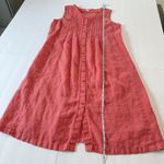 LL Bean‎ Coral Pink Linen Sleeveless A Line Button Dress Size 12 Photo 4