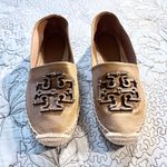 Tory Burch  Ines Leather Espadrilles Tan Logo Slip On Flats Size 8.5🧡 Photo 12