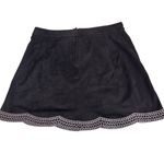 easel  black embroidery‎ detail faux smooth suede scallop hem mini skirt Photo 1
