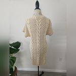 525 America  Cable Knit Cardigan Long Cream Short Sleeve Long Sweater M Photo 2