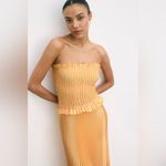 L’IDEE MAYA Orange Pleated Dress size 12 flaw near bottom Photo 2