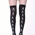 Skull Print Thigh High‎ Socks, Cosplay Over The Knee Socks, Women
One Size Black Photo 0