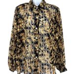 Vtg Y2K Richard Kristall Sheer Button Top Sz M Festival Fairy Grunge Whimsigoth Black Size M Photo 0